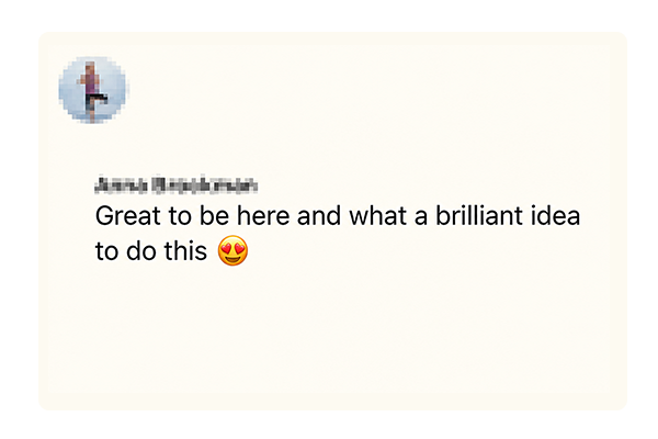 Client message screenshot showing positive feedback about Movimiento